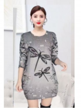 Dragonfly Printed Soft Knitted Light Sweater